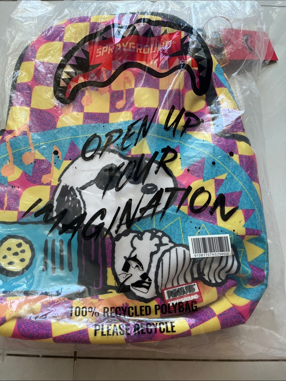 Sprayground Yellow Pink Blue Graphic 'Open Up Your Imagination' Backpack